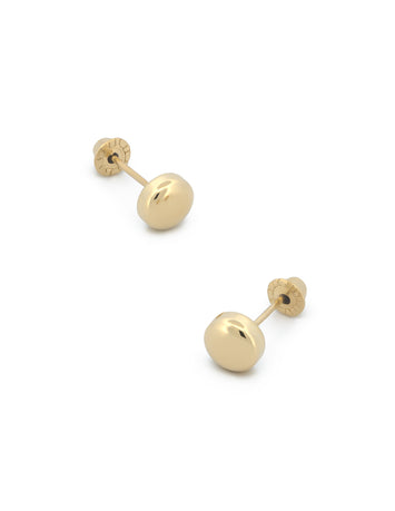 Arete Broquel De Bola Plana 5 mm Oro Sólido 14k