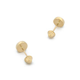 Arete Broquel De Bola Plana 5 mm Oro Sólido 14k
