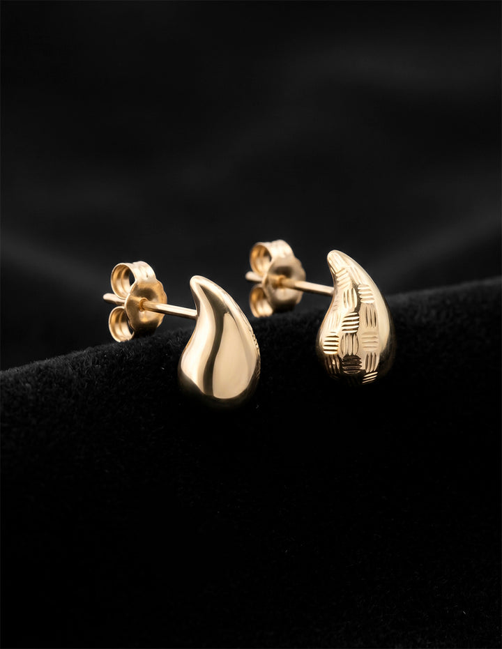 Arete Gota Facetados 1 cm Oro Sólido 10k