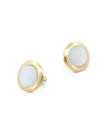 Aretes Abulón Redondos Oro Sólido 10k