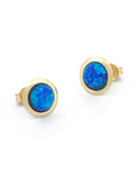 Aretes Circulo Opalo azul 0.8 cm 10k