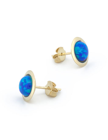 Aretes Circulo Opalo azul 0.8 cm 10k