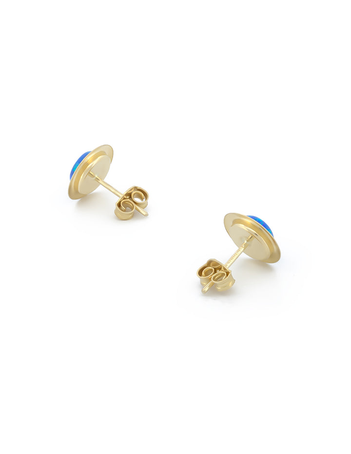 Aretes Circulo Opalo azul 0.8 cm 10k