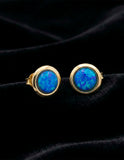 Aretes Circulo Opalo azul 0.8 cm 10k