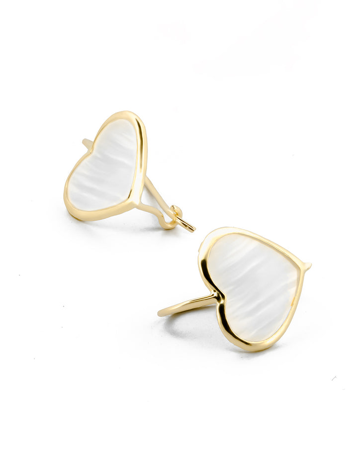 Aretes Corazón Abulón Oro Sólido 10k
