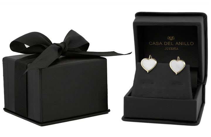 Aretes Corazón Abulón Oro Sólido 10k