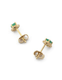 Aretes Esmeralda y Diamantes Oro Sólido 18k