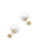 Aretes Perla Natural Cultivada 10 mm Oro Sólido 10k