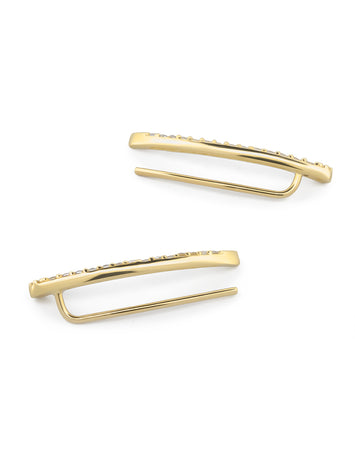 Aretes Trepadores Zirconias Oro Sólido 10k