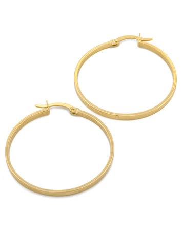 Arracadas Lisas 3.2 Cm Oro Italiano Sólido 14k