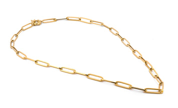 Bonita Cadena Gargantilla Dama Clip 5 mm 60 cm Oro Sólido 10k