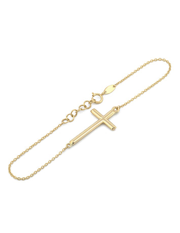 Bonita Pulsera Cruz Oro Solido 14k