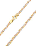 Cadena Gargantilla Dama Trenza 2.5 mm 3 Oros Sólido 10k