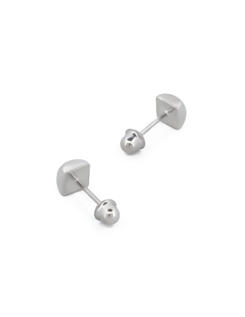 Broquel Cuadro Con Zirconia Oro Blanco Sólido 14k