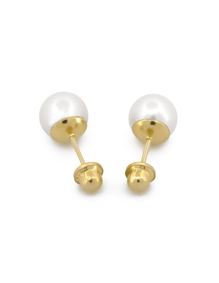 Broquel Perla Natural Cultivada 0.6 cm Oro Sólido 10k