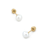 Broquel Perla Natural Cultivada 3 mm Oro Sólido 14k