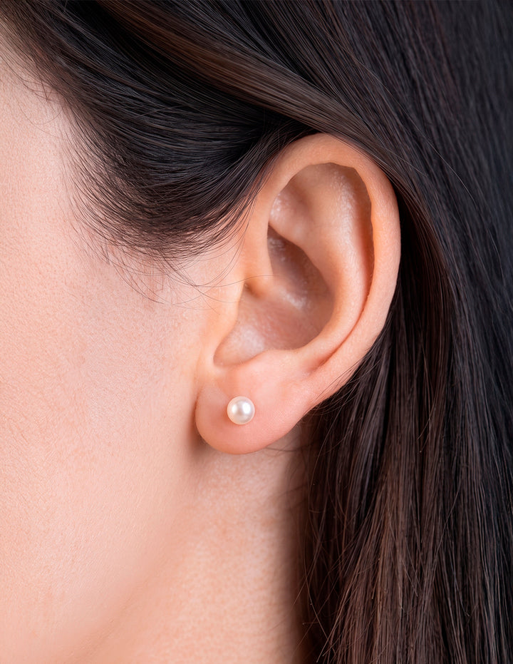 Broquel Perla Natural Cultivada 3 mm Oro Sólido 14k