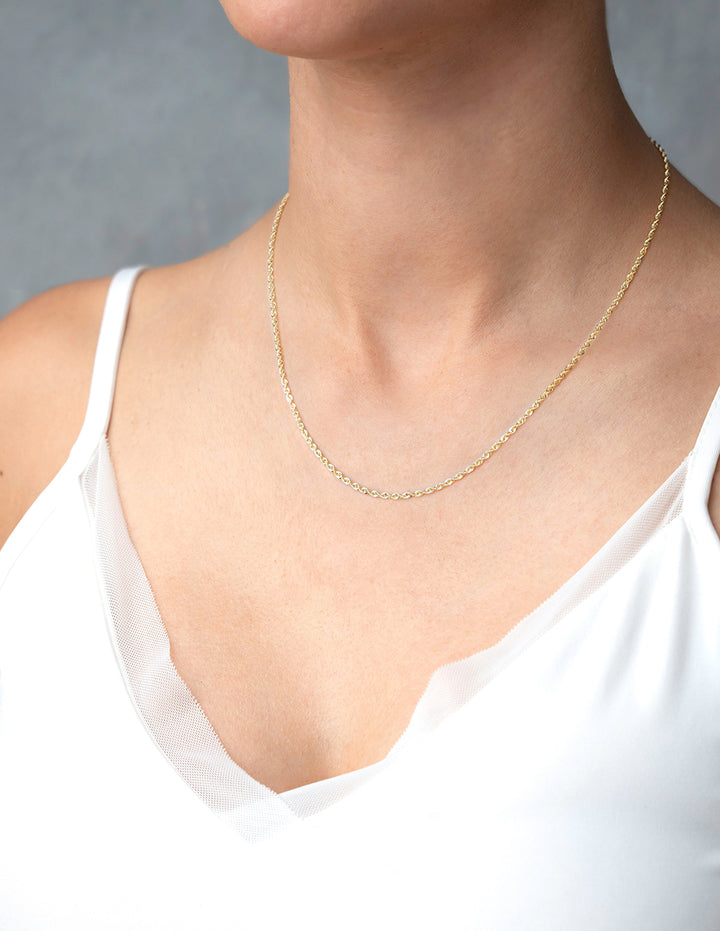Cadena Torzal 1 mm 40 cm Oro Sólido 14k