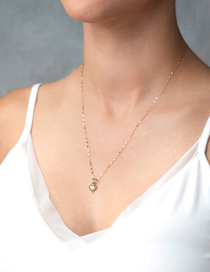 Cadena Gargantilla Dama Corazón 8 mm Oro 14k Sólido