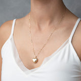 Cadena Con Dije Relicario De Corazón Con Mica 1.5 cm 14k