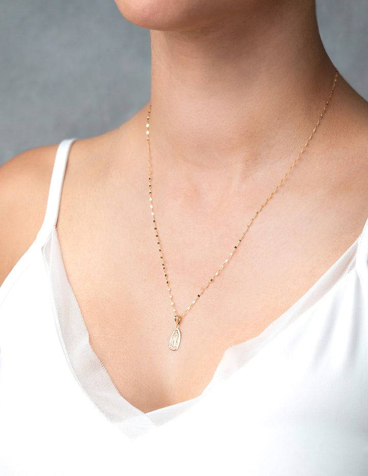 Cadena Con Dije Virgen 1.4 cm Bautizo Oro 10k Sólido