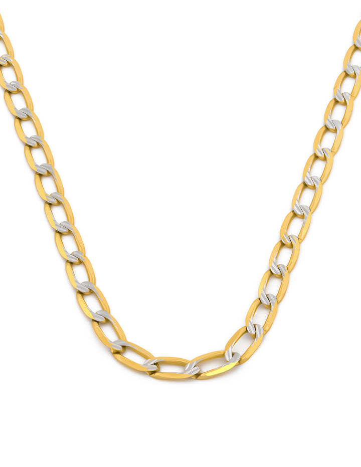 Cadena Barbada Inglesa Diamantada Oro Italiano Sólido 14k 50 cm