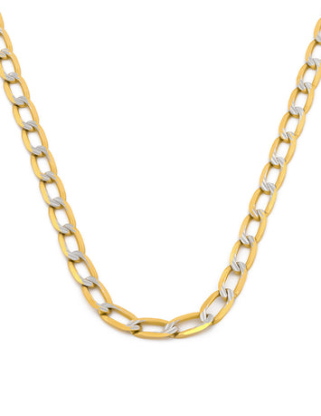 Cadena Barbada Inglesa Diamantada 60 Cm 3 Mm Oro Italiano Sólido 14k