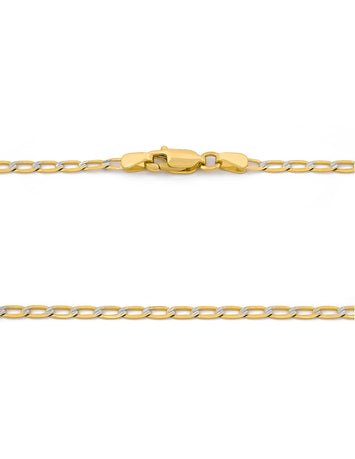 Cadena Barbada Inglesa Diamantada Oro Italiano Sólido 10k 55 cm