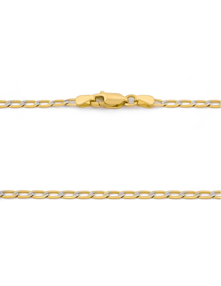 Cadena Barbada Inglesa Diamantada Oro Italiano Sólido 14k 50 cm