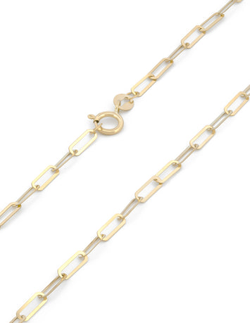 Cadena Clip Plana 60 cm de 5 por 2 mm Oro Sólido 14k