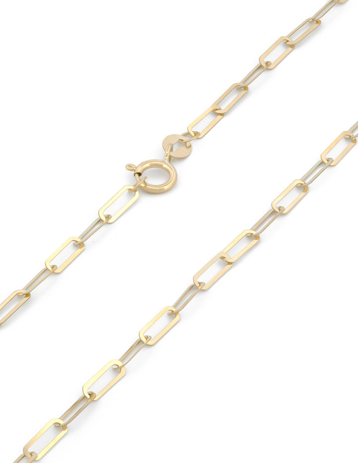 Cadena Clip Plana 50 cm de 5 por 2 mm Oro Sólido 14k