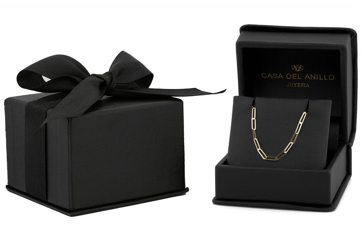 Cadena Clip Plana 50 cm de 5 por 2 mm Oro Sólido 14k