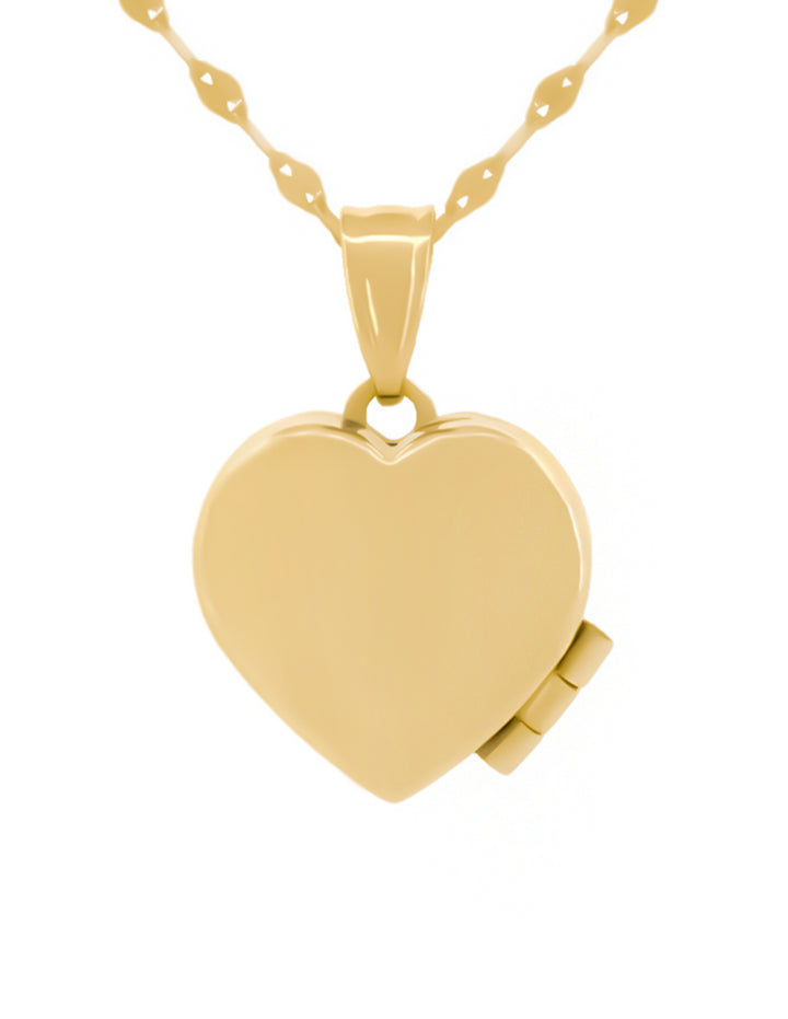 Cadena Con Dije De Corazón Relicario Liso Oro Sólido 10k