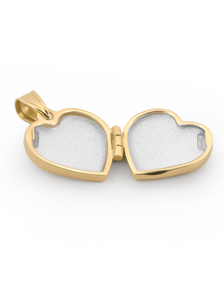 Cadena Con Dije De Corazón Relicario Oro Sólido 10k
