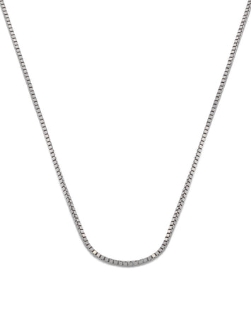 Cadena Cubo Oro Blanco Italiano Sólido 14k 45 Cm