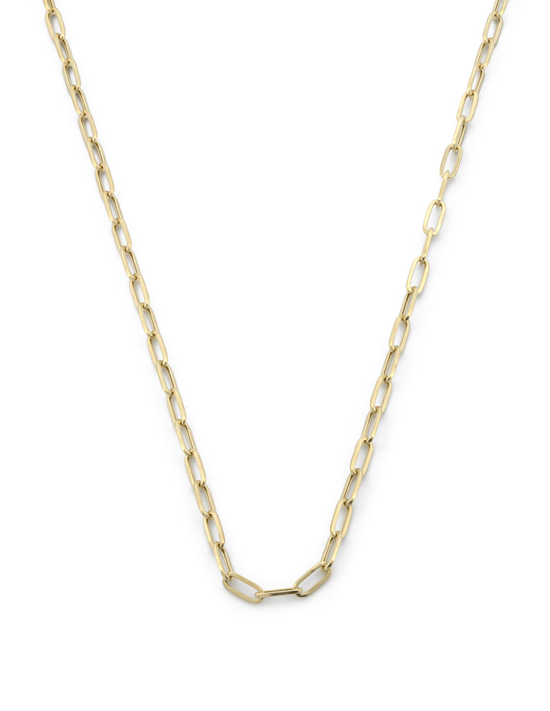 Cadena Gargantilla Clip 3 por 2 mm 45 cm Oro Sólido 10k