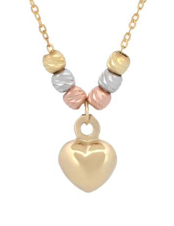 Cadena Gargantilla Corazón 5 mm 3 Oros 10k Sólido