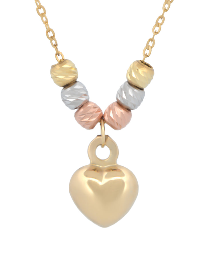 Cadena Gargantilla Corazón 5 mm 3 Oros 10k Sólido