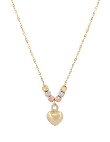 Cadena Gargantilla Corazón 5 mm 3 Oros 10k Sólido
