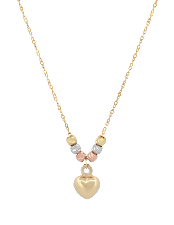 Cadena Gargantilla Corazón 5 mm 3 Oros 10k Sólido
