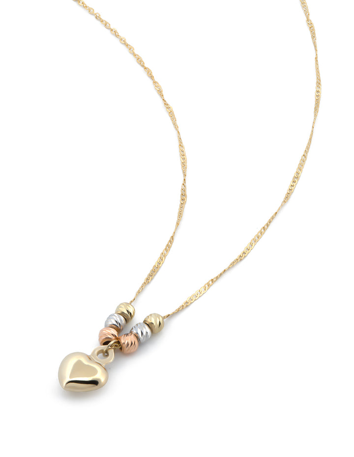 Cadena Gargantilla Corazón 5 mm 3 Oros 10k Sólido
