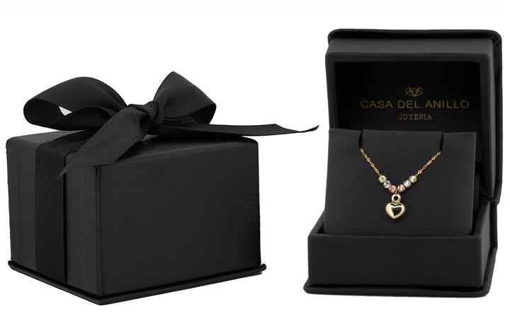 Cadena Gargantilla Corazón 5 mm 3 Oros 10k Sólido
