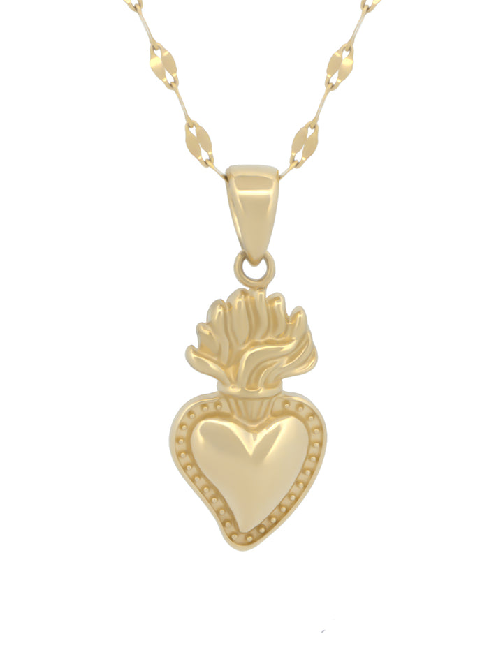 Cadena Gargantilla Sagrado Corazón de Jesus Oro Solido 10k