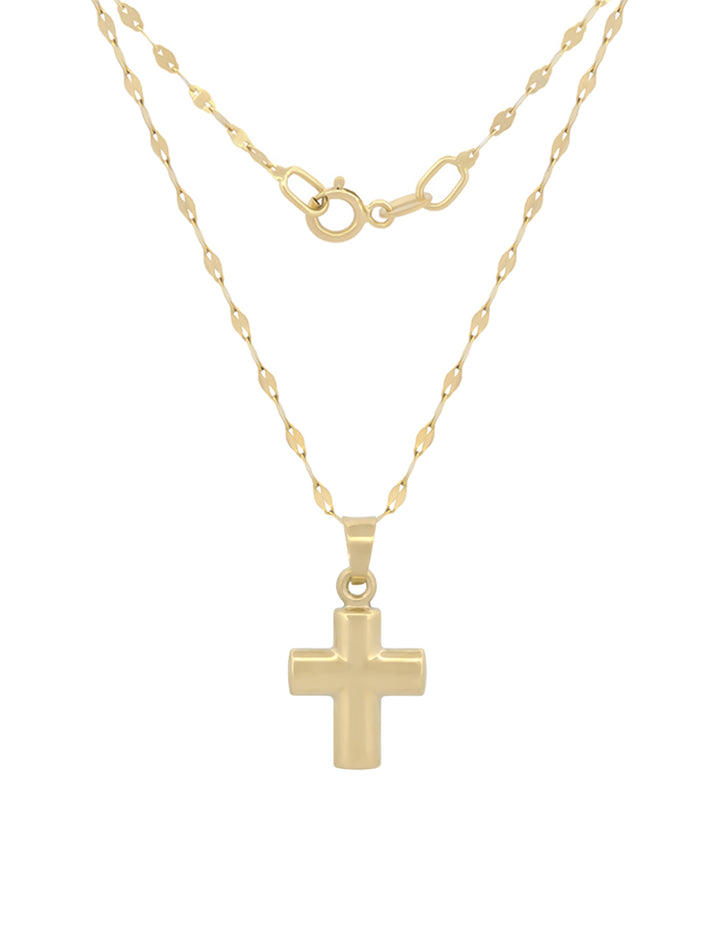 Cadena Y Dije Cruz Lisa 1.2 cm Oro 10k