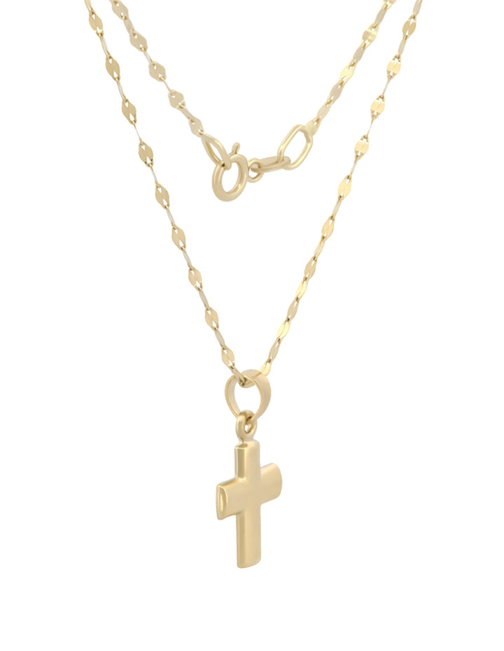Cadena Y Dije Cruz Lisa 1.2 cm Oro 10k