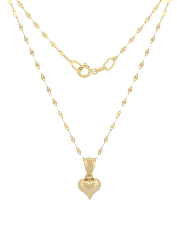 Cadena Gargantilla Dama Corazón 8 mm Oro 14k Sólido