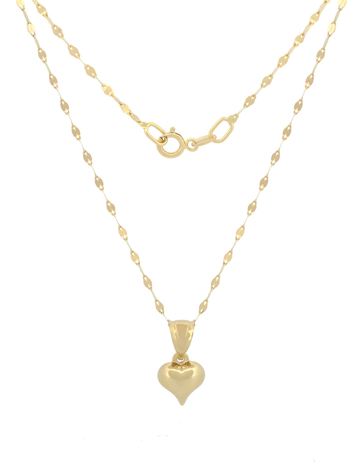 Cadena Gargantilla Dama Corazón 8 mm Oro 14k Sólido