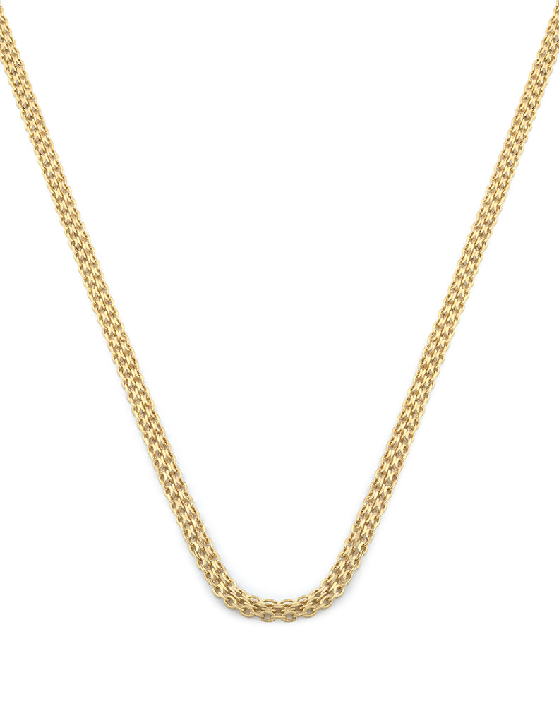 Cadena Gargantilla Dama Tejida Rolos 3 mm Oro Sólido 14k