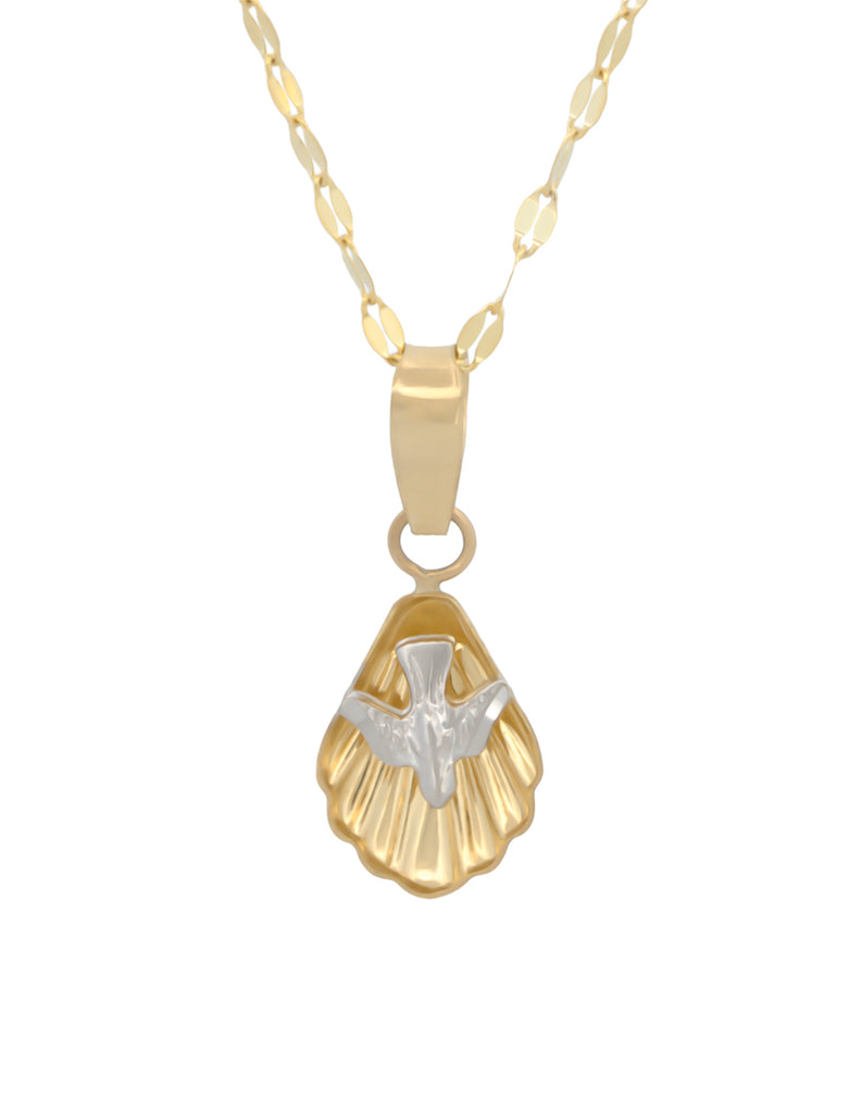 Cadena y Dije Espiritu Santo 1.1 Cm Oro Solido 10k