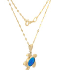 Cadena y Dije Tortuga Opalo 1.5 cm  Oro Sólido 14k